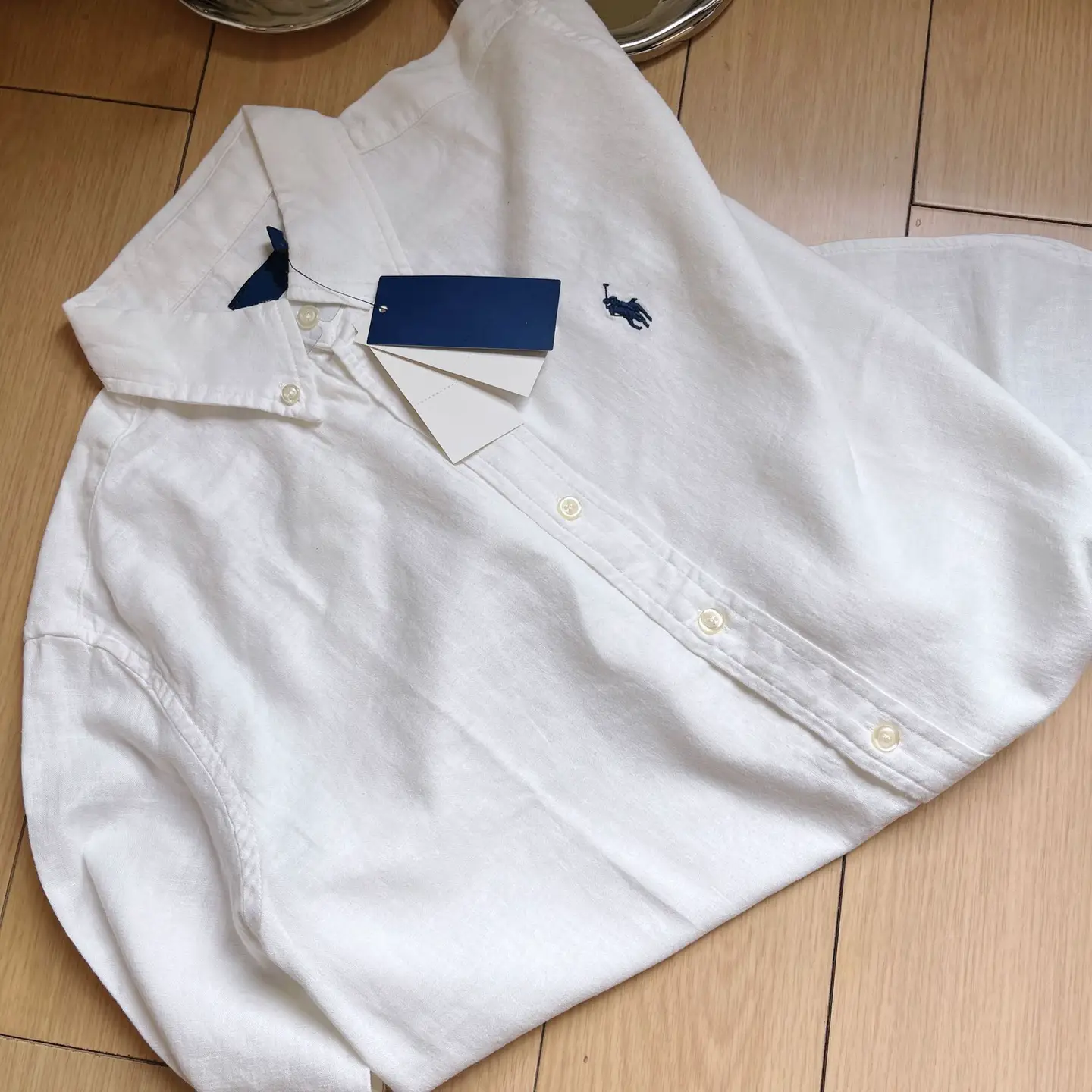 Original Export PL Classic Pony Embroider Linen Row Long-sleeved Work Clothing Casual Loose Versatile Shirt for Women
