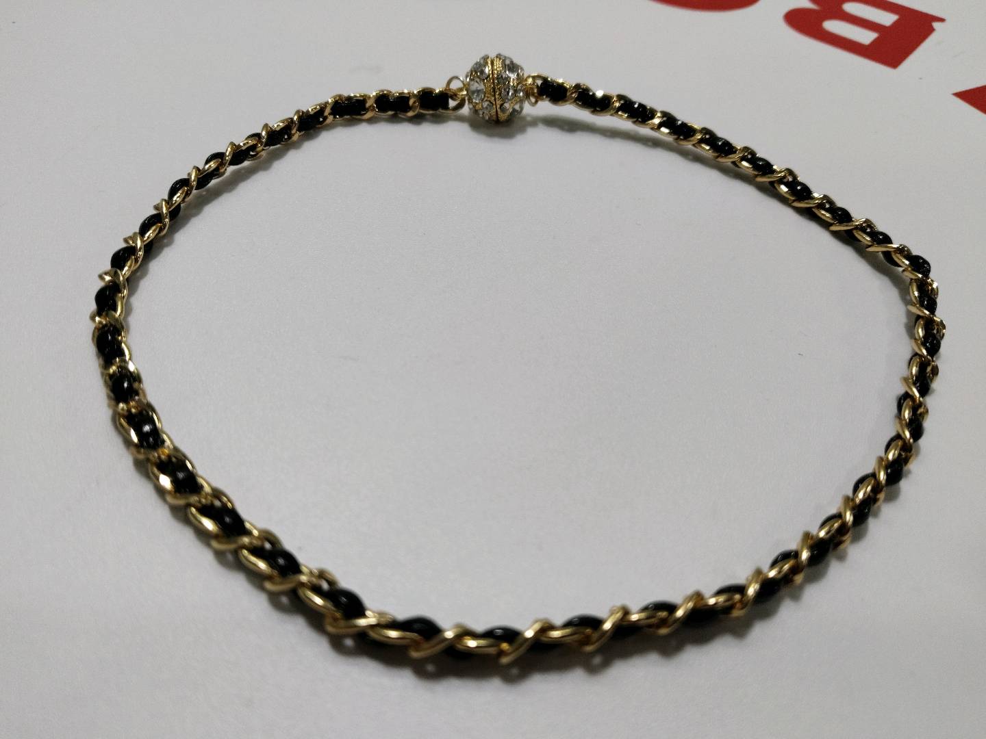 Artificial Leather Winding Chain Diamond Magnetic Necklace Korean Style Niche Retro Necklace Personalized Elegant Necklace for Women QC