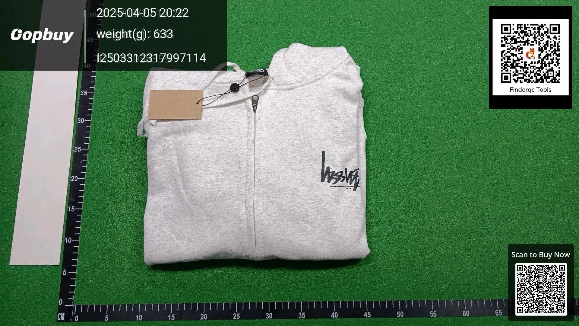 Stussy Terry Zipper Hoodie Light Grey