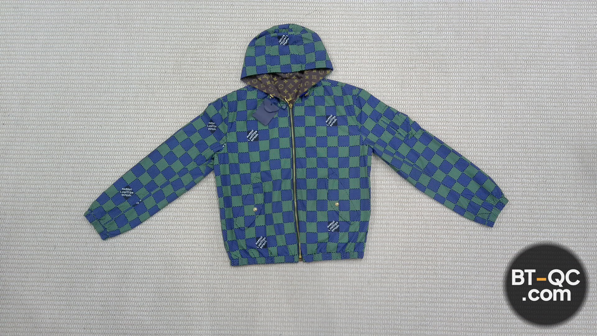 Louis Vuitton Blue Green Checkered Jacket QC