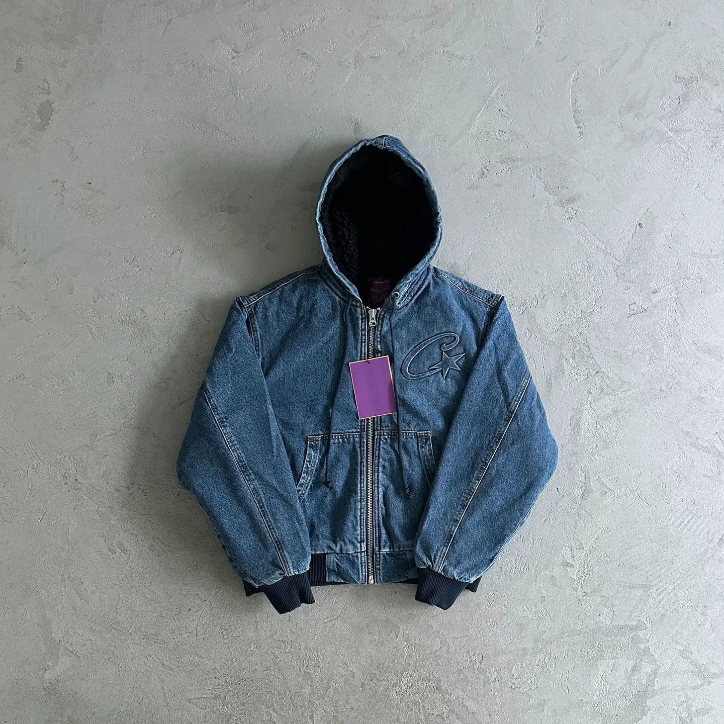 Corteiz Denim Hoodie Jacket CRTZ Alcatraz Overalls Jacket European Size S-XXL