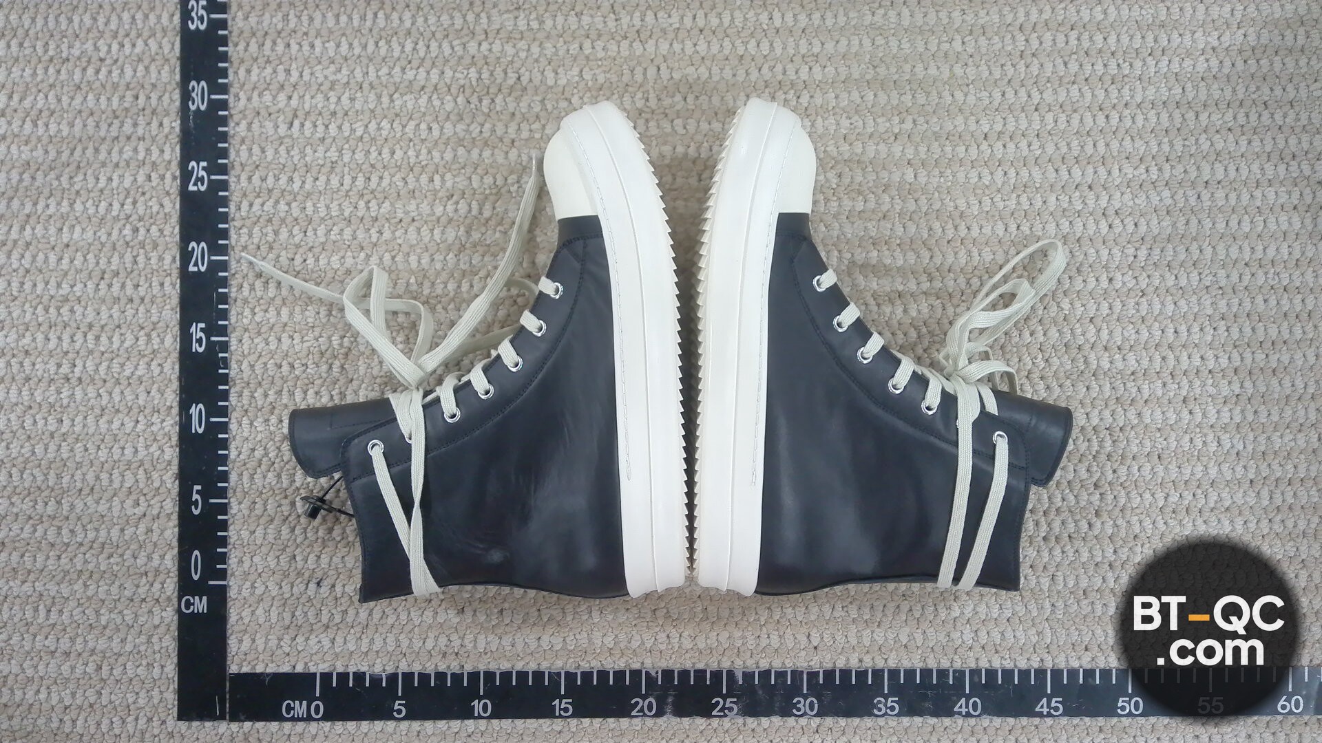 Rick Owens Black Leather High Top Sneakers QC