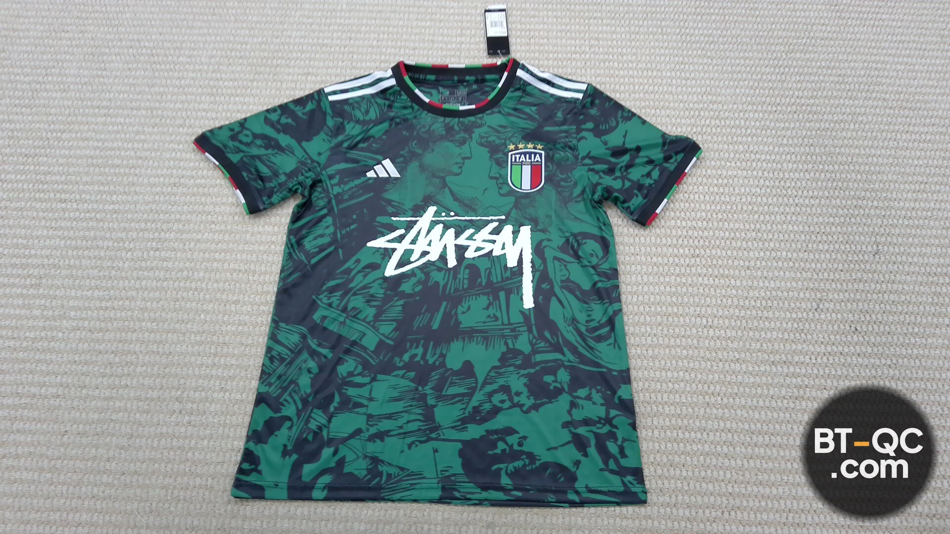 Adidas Stussy Italia Football Jersey Green Black QC