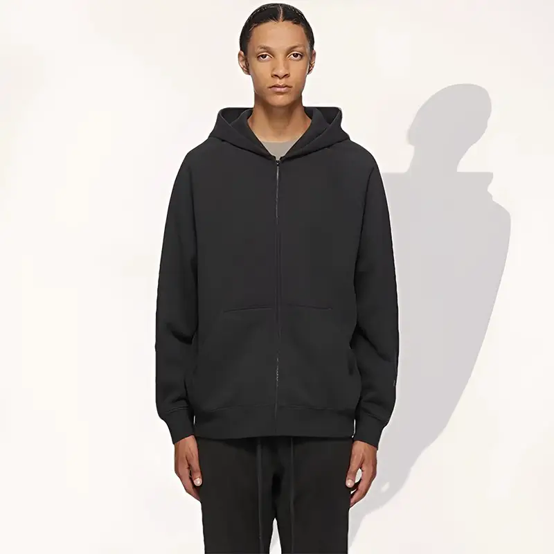Official Flagship Store Essentials Multi-Line Fog Flocking Fleece-lined Zipper Cardigan Hooded Sweatshirt Men and Women Outwear