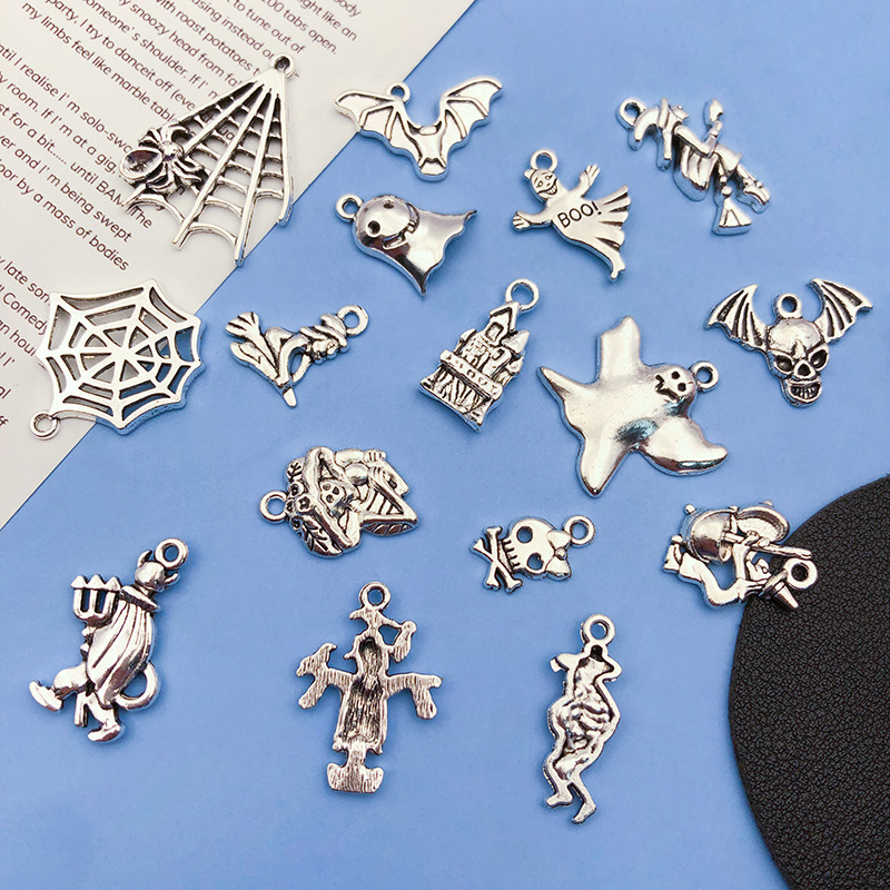 Jewelry DIY Hat Earrings Necklace Bracelet Halloween Ghost Head Skull Pendant 1 Alloy Wholesale
