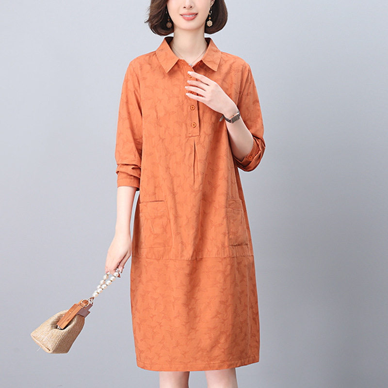 Jacquard dress Women's 2025 New Spring and Autumn Mid-length Loose Slimming Western Style Age-reducing Middle-aged Mother Skirt