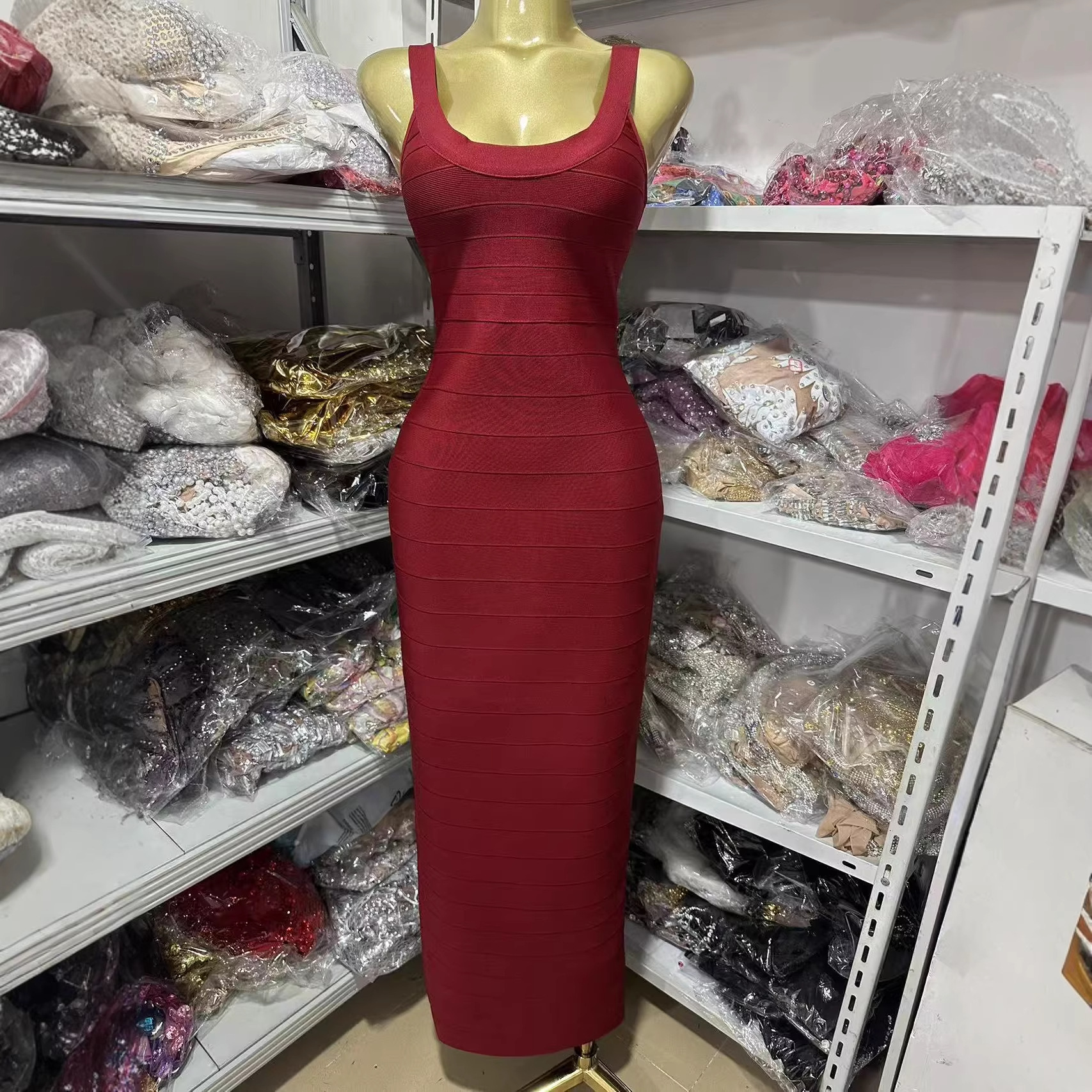New Fashion Style for Foreign Trade: Backless, Strapless, Sleeveless, Slim-Fit, Bandage-Style, Long Bodycon Dress for Women