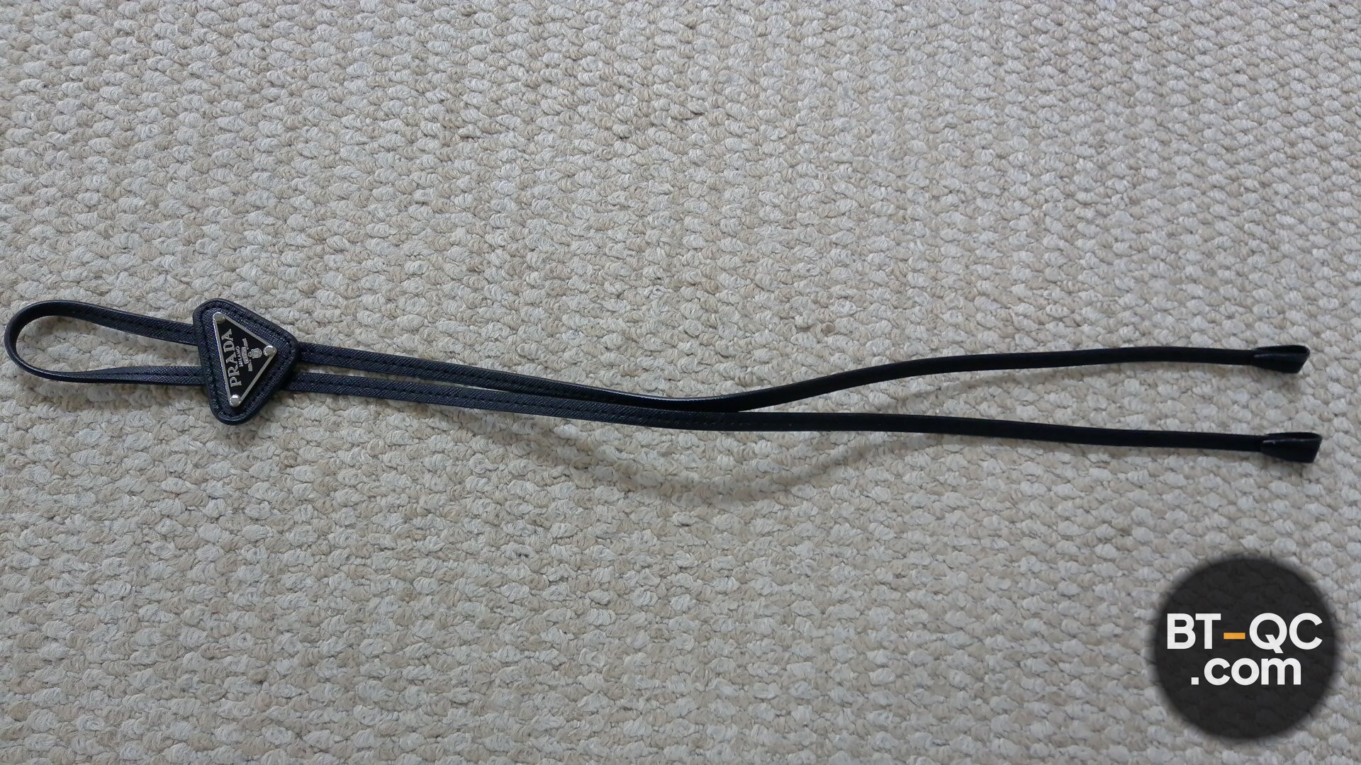 Prada Black Leather Bolo Tie QC
