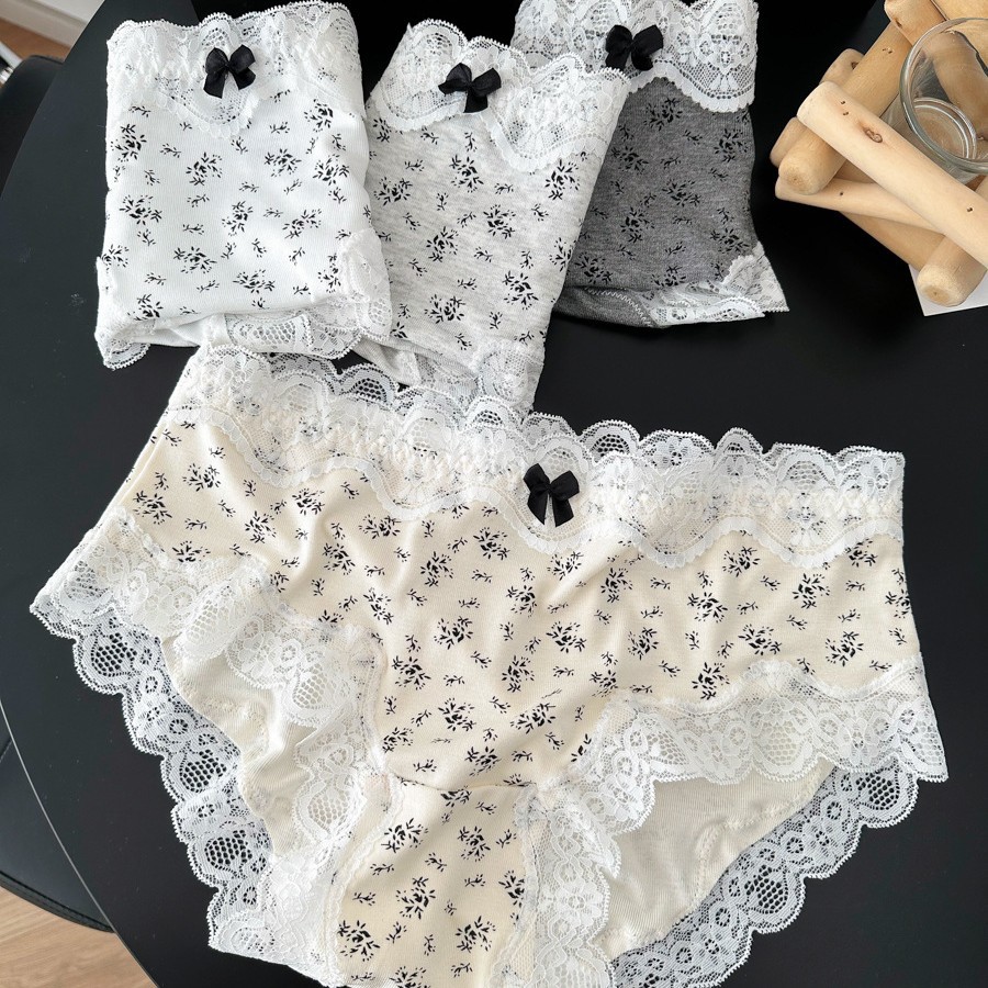 9350 French lace printed milk and women's underwear soft without restraint not card not le cotton crotch