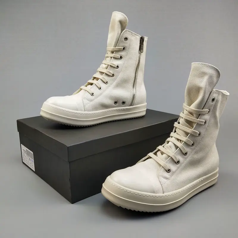 Men's High-Top Sneakers Fall and winter Milk Fragrance Height Increase Thick Sole Canvas Shoes Versatile Sneakers Women Casual Short Boots White Shoes Trendy