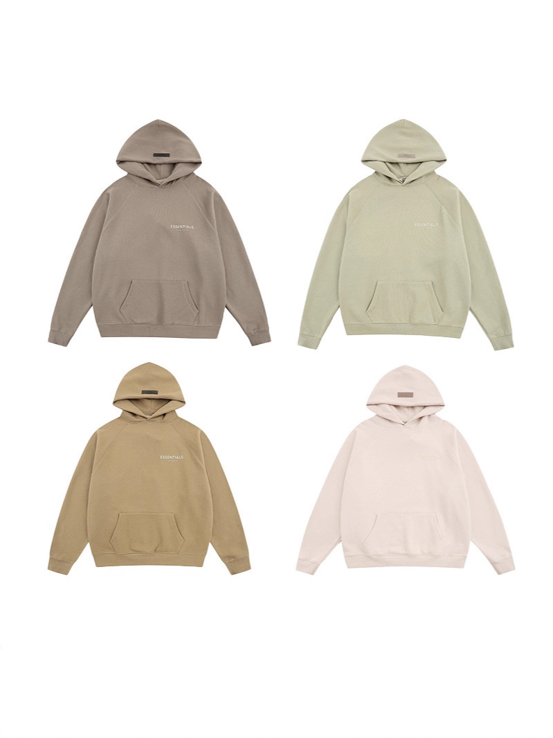 Factory Fear of God Multi-Thread Essentials Chest Logo Letters Pure Cotton Hooded Pullover Sweatshirt Fog
