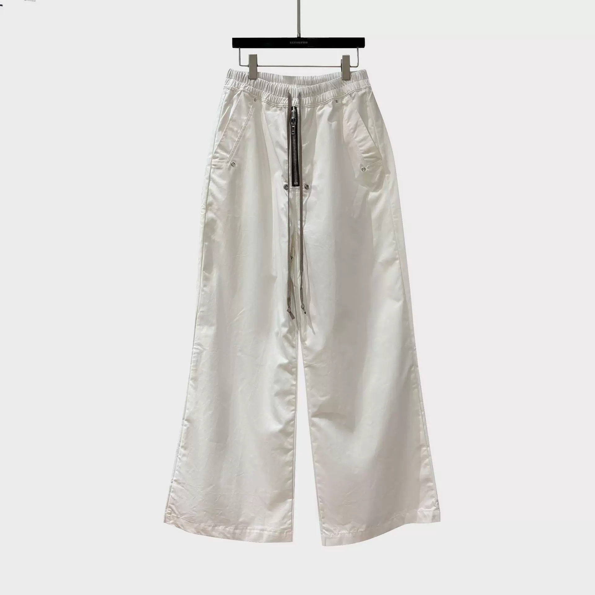 Dark RO style pocket work pants with a wide leg, loose drawstring, elastic waist, casual flared banana pants