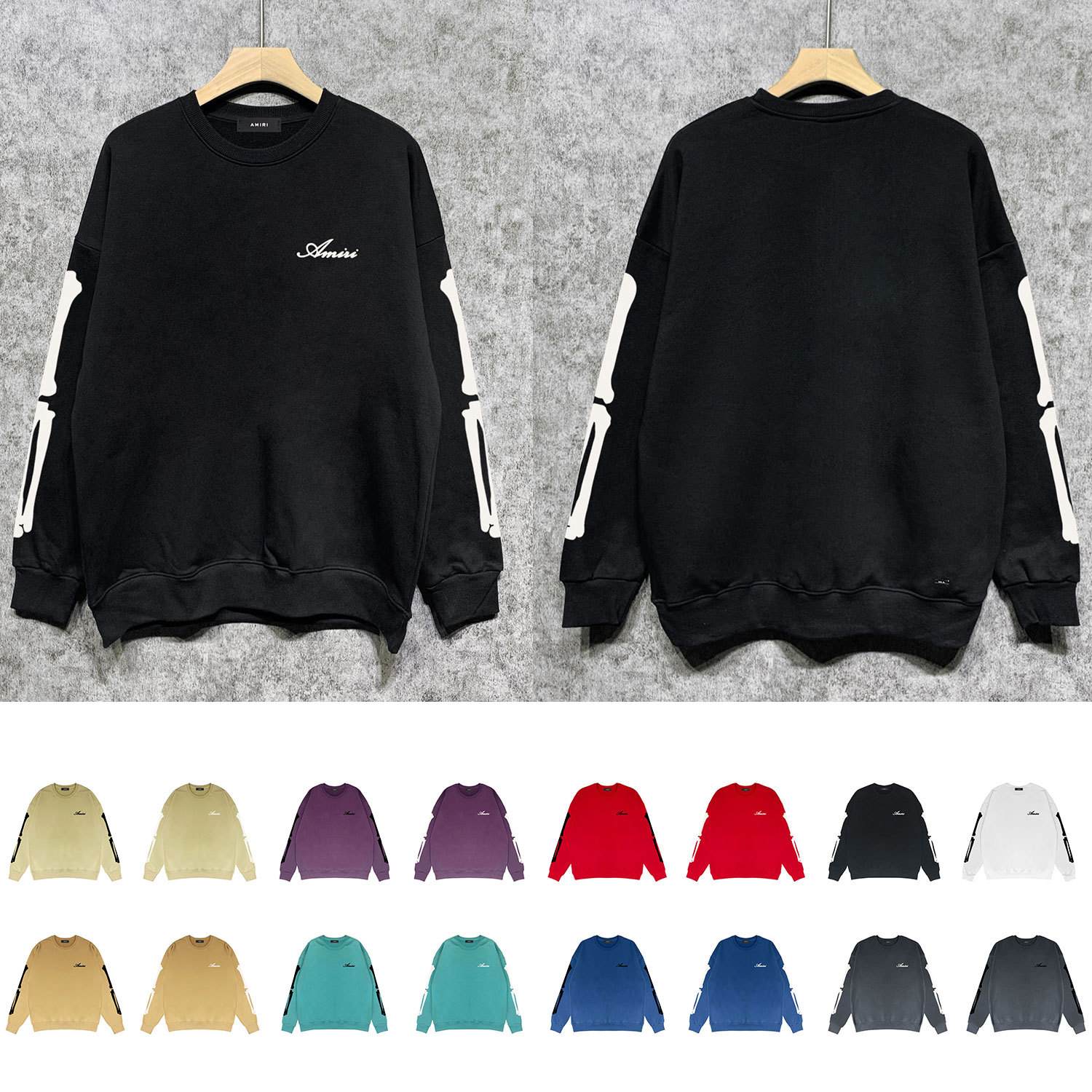 Trendy New Skeleton Printed Round Neck Sweater Loose Pullover Terry Sweater