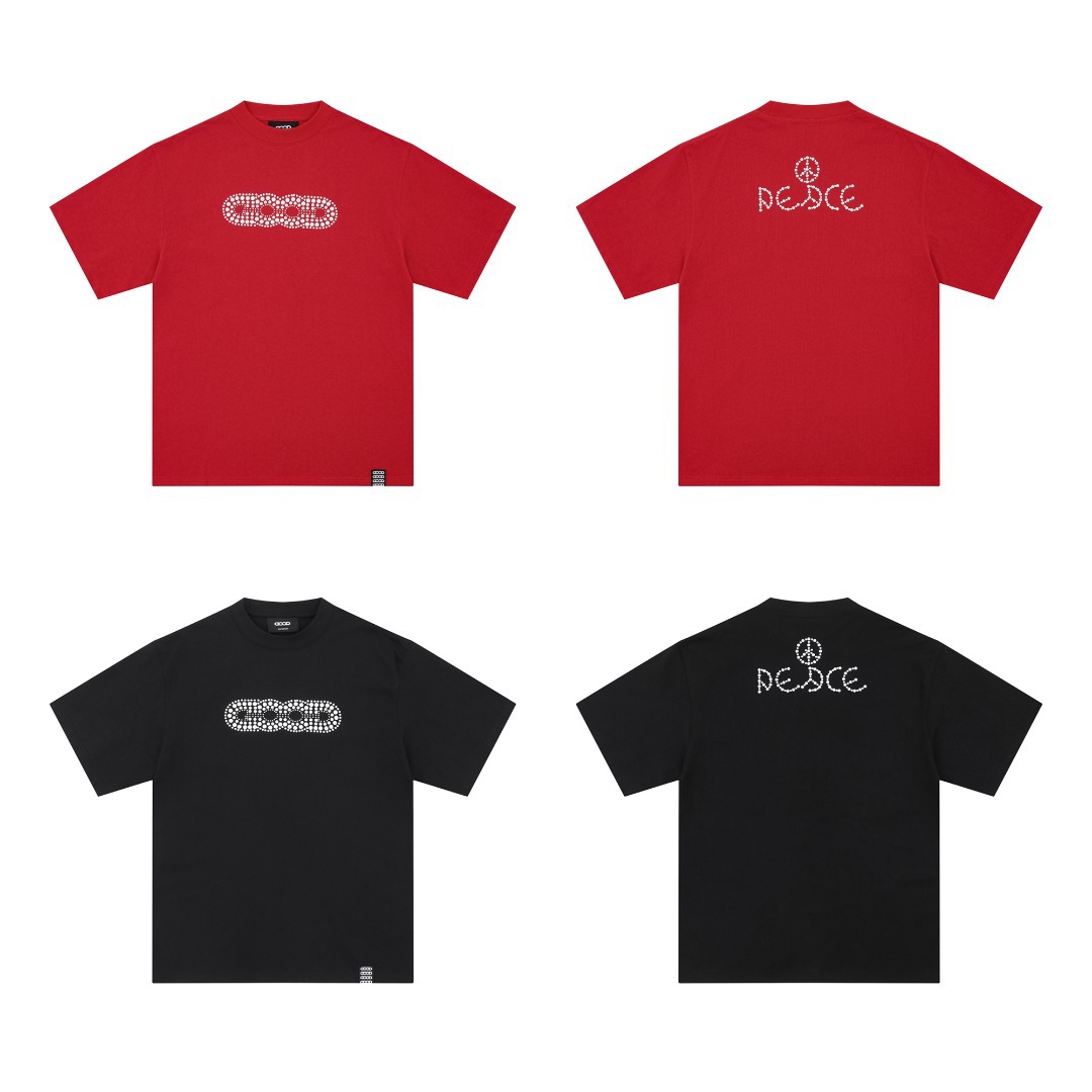 25S New Niche Good Brand Combination Color Three-Color Hot Diamond Loose Heavy-Duty Short-Sleeved T-Shirt for Men and Women Couples