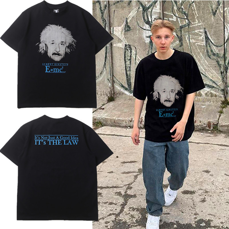 New Vintage Einstein Vintage Street Casual T-shirt Men and Women Couples Same Loose Short-sleeved Summer