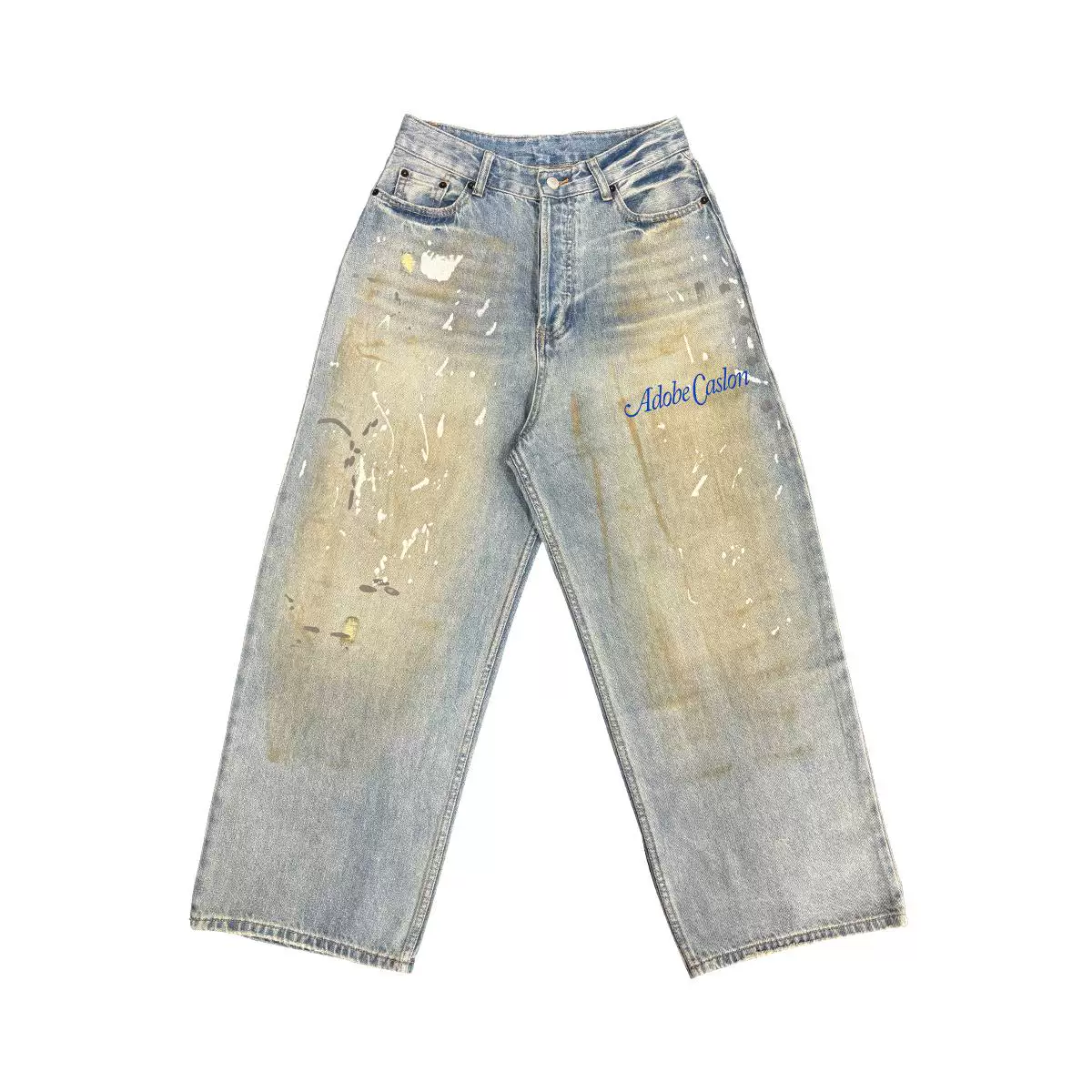That girl is truly created by loving her heart with her hands! Slogan mud dyeing damages loose heavy industry jeans