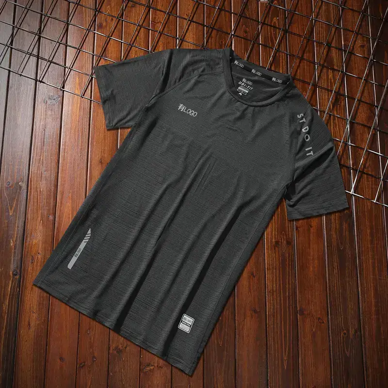 Brand Bulk in stock Quick-drying Clothes Men's Summer Loose Short-sleeved T-shirt Breathable Sweat-wicking Fitness Sports Casual Top