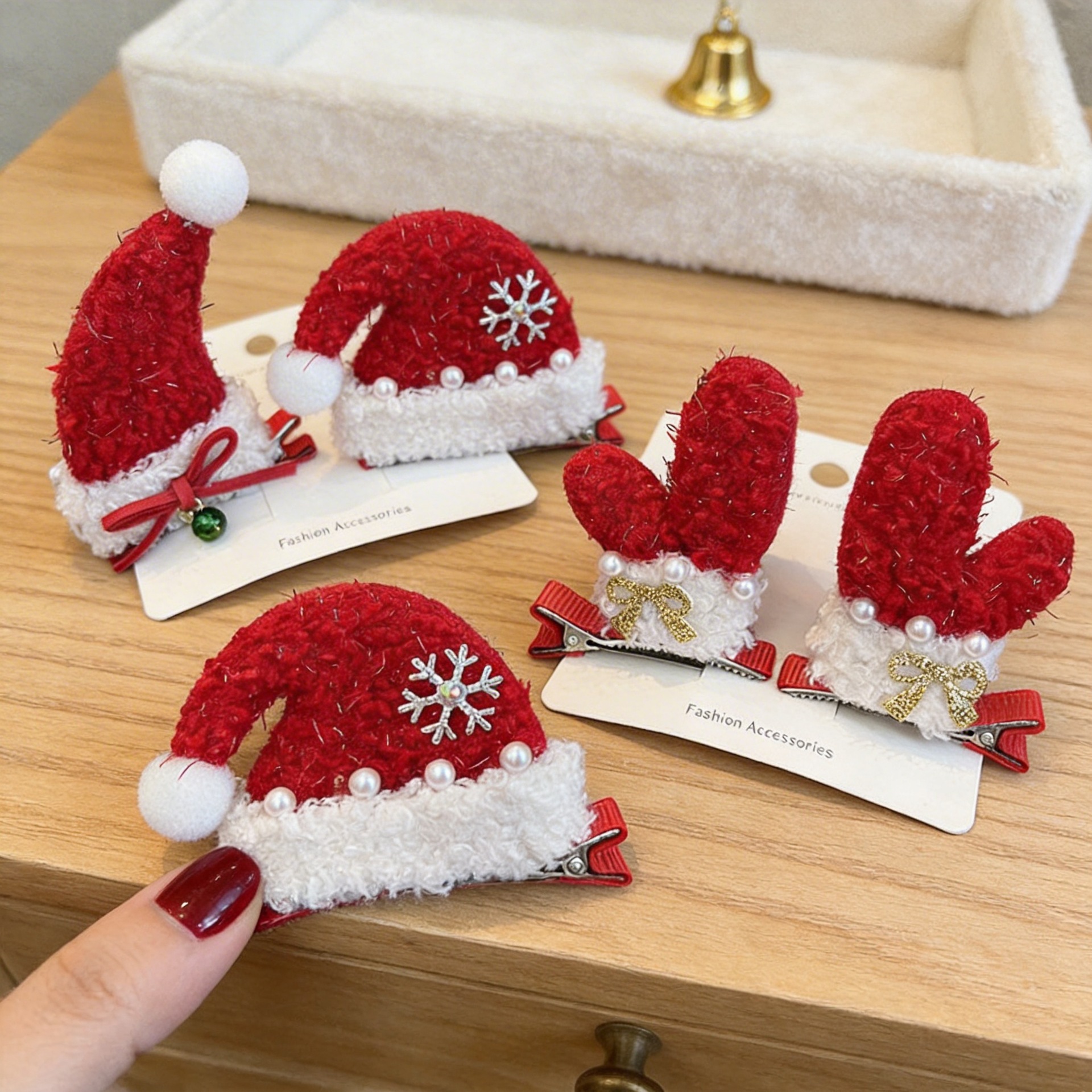 Cross-border Red Christmas Hair Accessories Girl's Three-dimensional Small Hat Autumn and Winter Hairpin Cute Antler Princess Top Clip