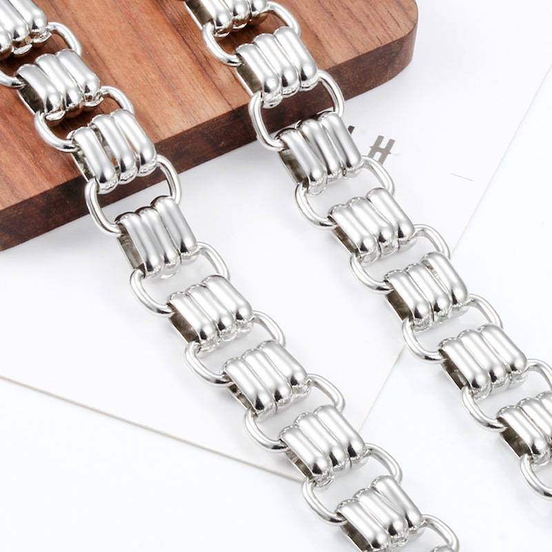 Stainless Steel New Three-Ring Buckle Chain Jewelry Chain DIY Necklace Neck Chain Watch Chain Fashion Trendy Cool Titanium Steel Chain