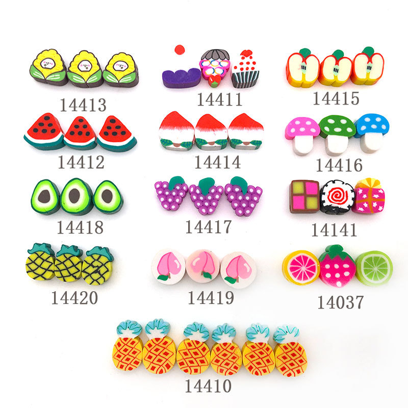 100 Pineapple Watermelon Beads Jewelry Accessories DIY Bracelet String Soft Clay Punched Pieces Beads 10mm Handmade Soft Clay