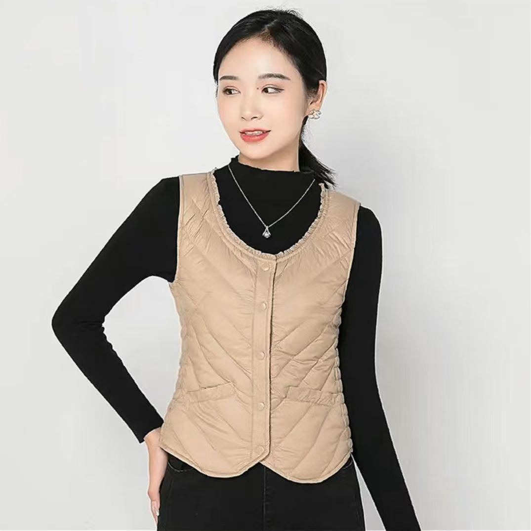 Down vest for women 2023 new winter lightweight inner wear warm close-fitting women's bottoming liner vest