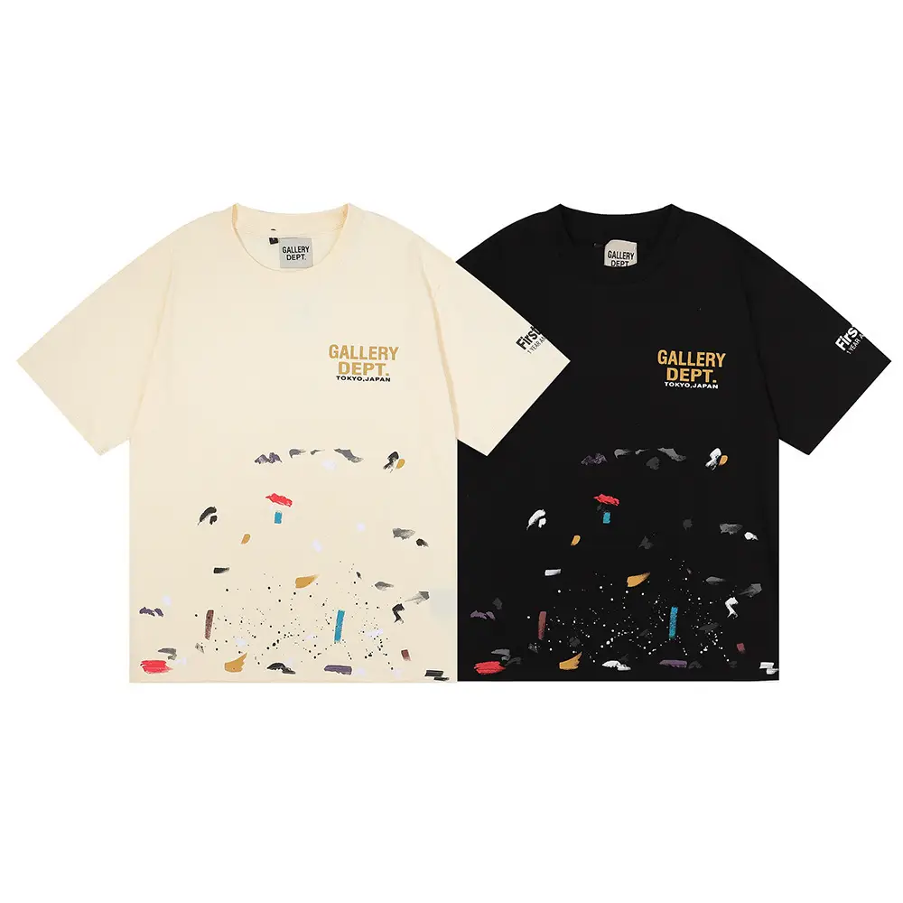 Cross-Border European and American Trendy Brand Gallery Dept Splash Graffiti High Street Men and Women Casual Couple Short-Sleeved T-Shirt Tops