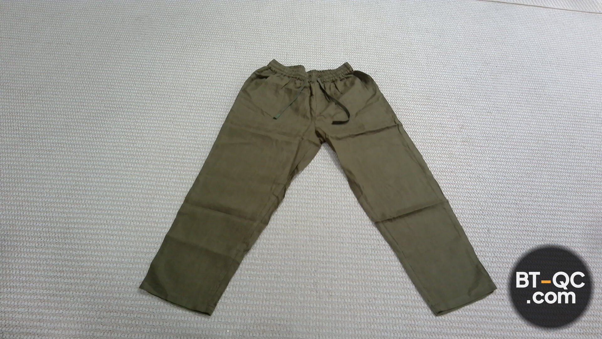 Men's Elastic Waist Loose Breathable Cotton Linen Straight-Leg Casual Pants QC