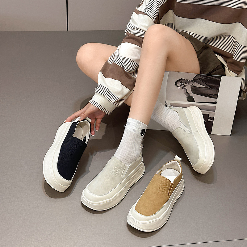 Genuine Leather Retro Loafers for Women 2025 New Thick-Soled British Versatile Flats-Soled Women's Shoes One-Leg Spring & Fall Flats
