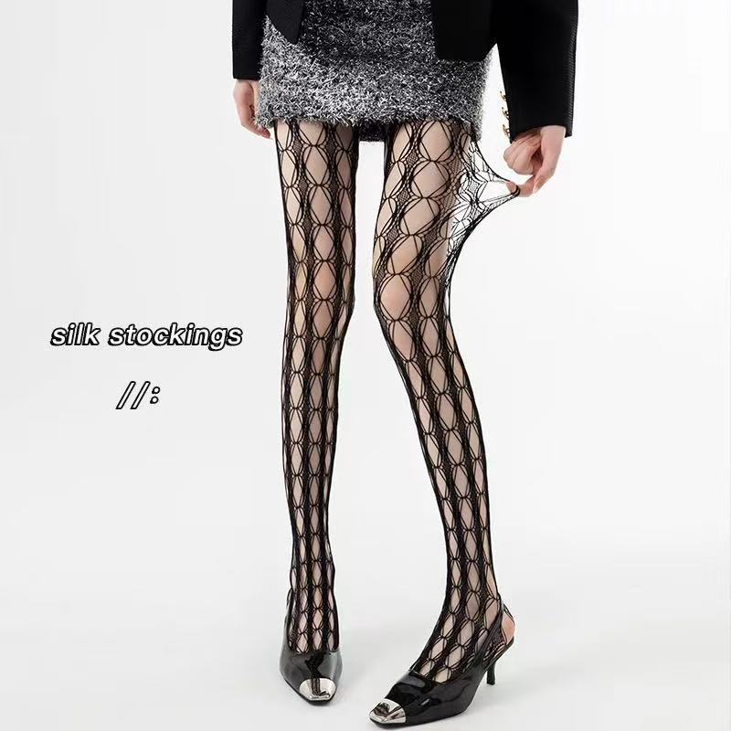 New Style Fishnet Stockings for Women, Spring and Summer Thin Lace Hollow-Out Leggings, Sexy Hot Girl Mesh Diamond-Shaped Pantyhose