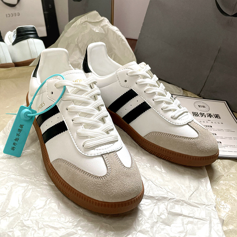 Cross-Border Design-Inspired Niche German Training Shoes for Men, Sporty Casual White Sneakers, Versatile White Men's Sneakers, Trendy Women's Sneakers