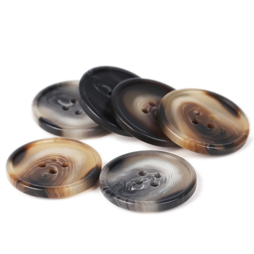 Coat and Trench Coat Buttons Wholesale in Stock, Semi-Transparent Four-Hole Resin Buttons in Four Colors, 15-25mm