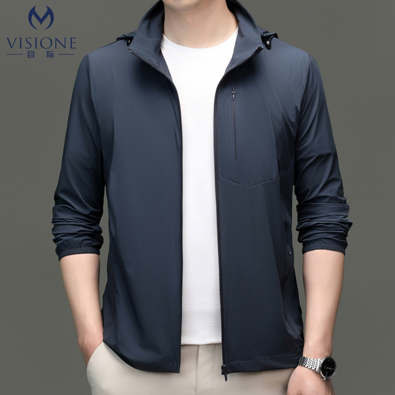 2025 New Style Sun Protection Clothing Removable Hooded Men's Summer Sports Casual Young Dad Men's Coat