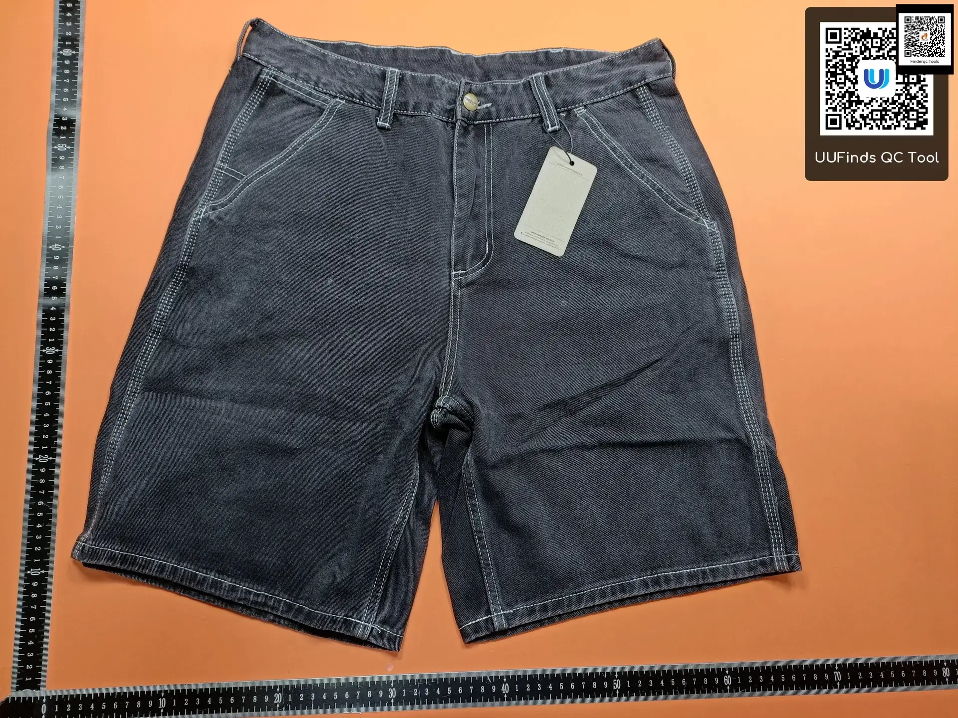 Wash dark grey denim shorts