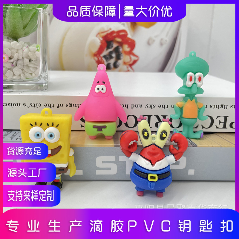 Genuine SpongeBob SquarePants Keychain Doll Crab Boss Patrick Keychain Blind Box Anime Week Car Keychain