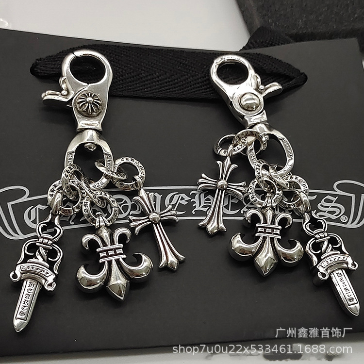 ch Croda Bag Zipper Keychain Accessories Cross Pendant Buckle Head Spring Lobster Head Buckle s925 Mark
