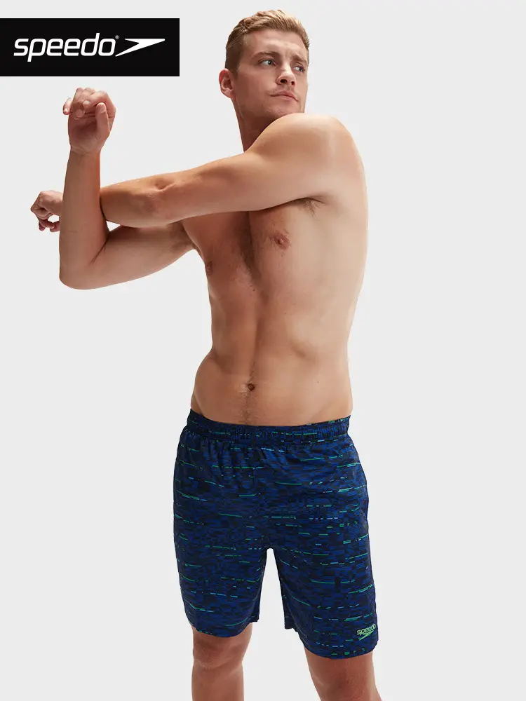 Speedo Men Beach Pants Casual Plaid Loose Seaside Surfing Resort Hot Spring Quick-Drying Swimming Trunks