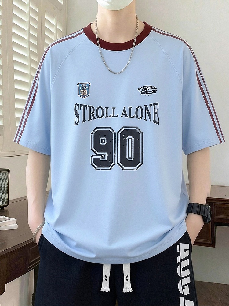 Fake Two-Piece Short-Sleeve T-Shirt for Men, Summer Style, Loose Fit for High School and Middle School Students, Cool and Stylish Top for Teenagers