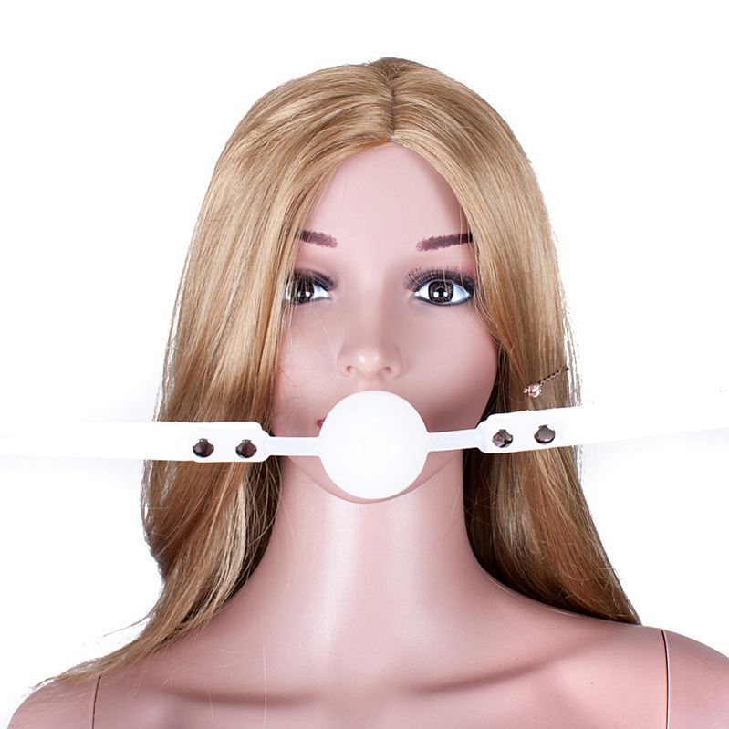 Adult sexy men's and women's white one-line large silicone mouth ball mouth plug soft glue mouth plug supplies wholesale