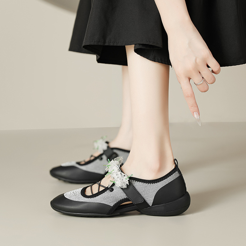Zhong Chuxi's Same Style Amber Candy White Ballet Sporty Style 2026 New Model Single-Strap Flat Mary Jane Shoes