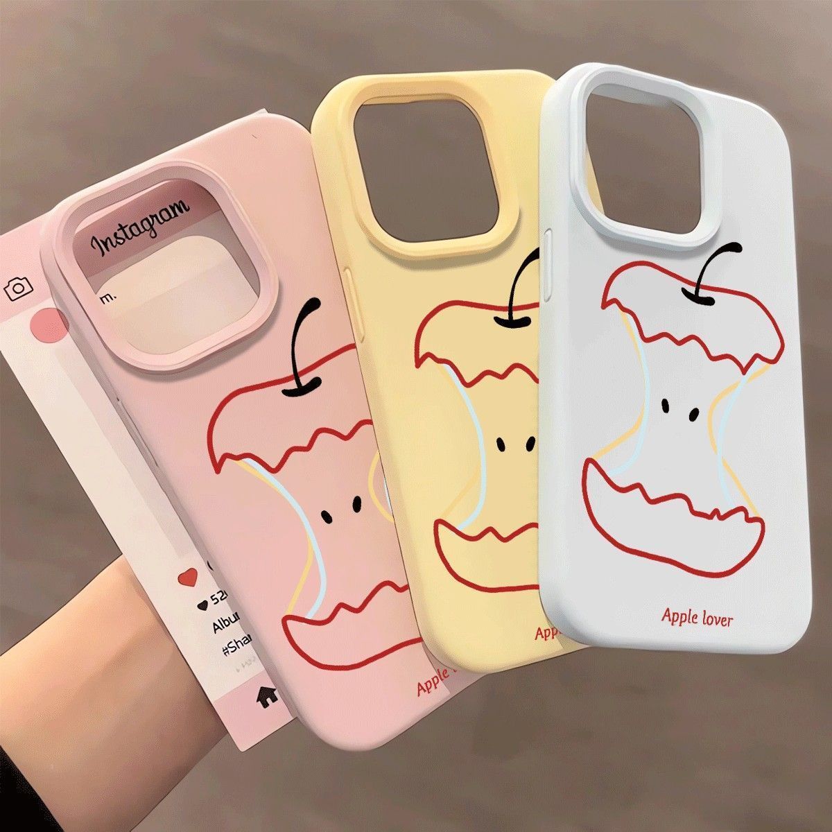 Line Pattern Red Apple Core Xy Suitable for Apple 17 Pro Max Phone Case 16 15 14 Pro Soft 12 Pro Glutinous Rice Case