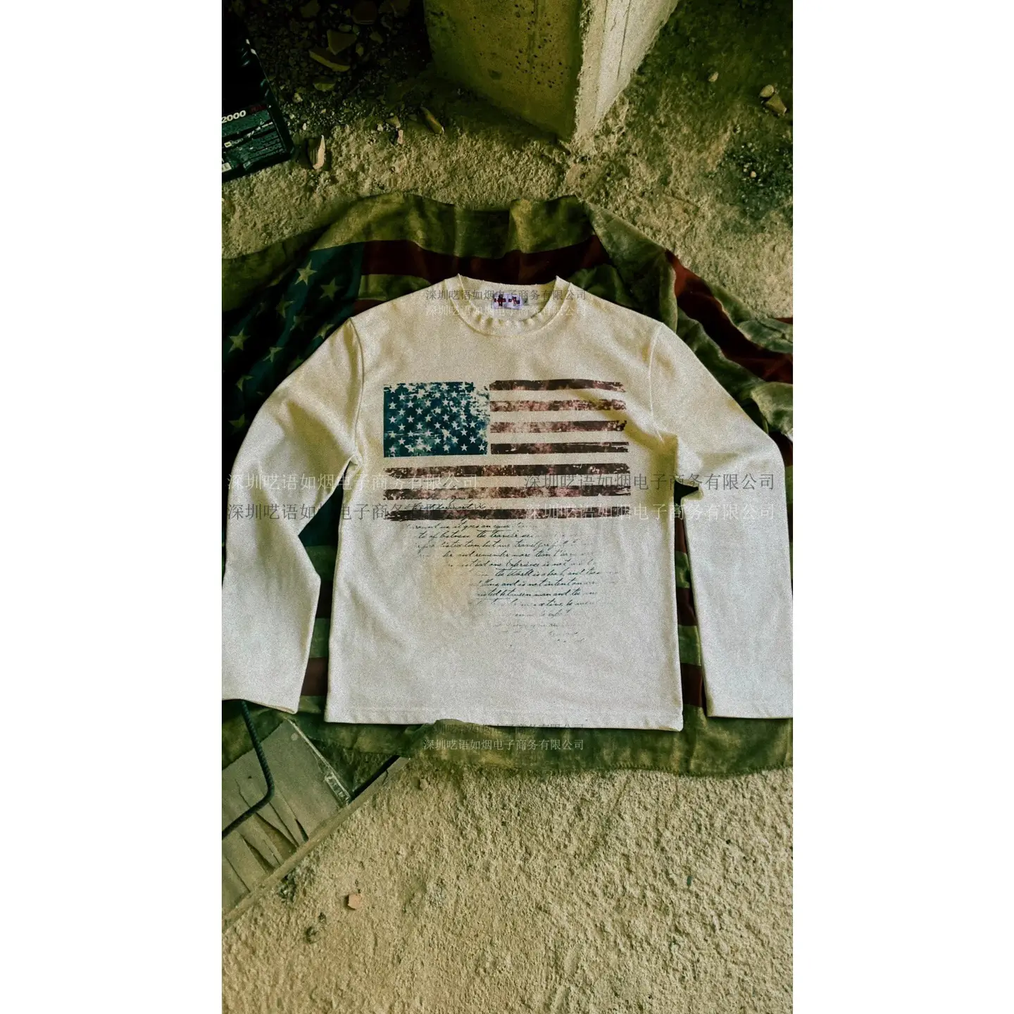 European and American Ins Cross-Border Stylish Punk Printed Round Neck Sweatshirt Long-Sleeved Pullover T-Shirt Bottoming Shirt Retro Wear Y2K