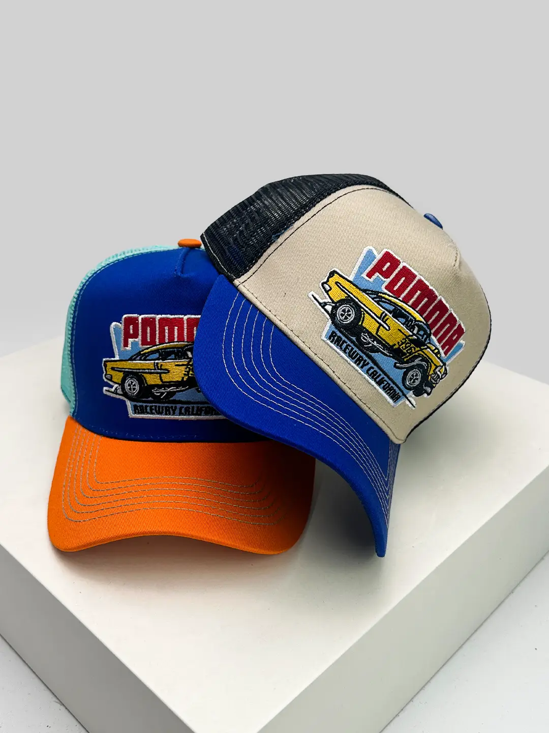 Spring and Summer New arrival American Motorcycle Aircraft letter Embroider Baseball Hats for Men and Women Contrast Color Mesh Sunshade Truck Hat