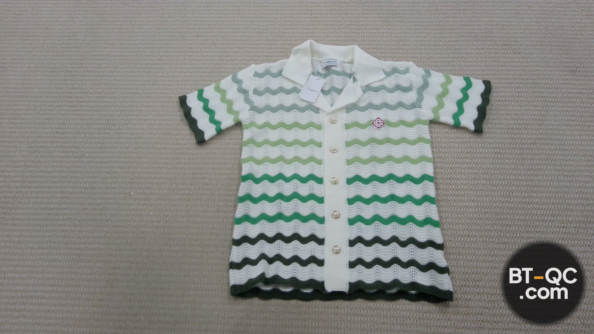Casablanca Tennis Club Green Wave Knit Shirt QC