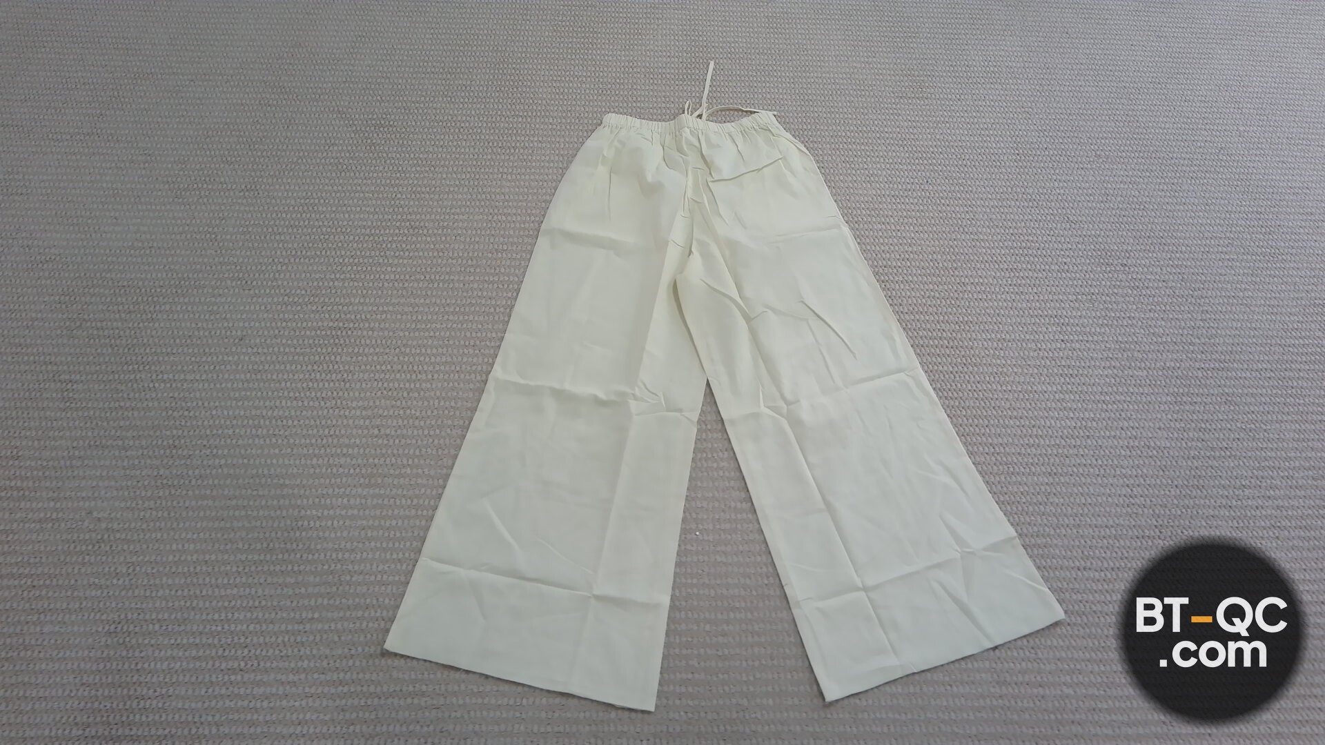 Cream Polyester Wide Leg Pants and Blouse Set QC
