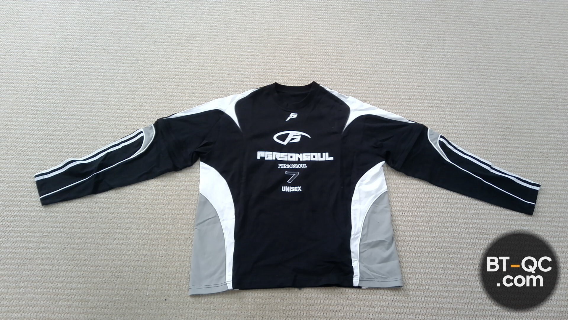 PERSONSOUL Black White Grey Long Sleeve Shirt QC
