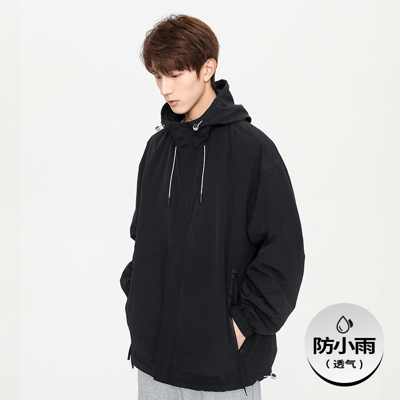 Men's clothing wholesale outdoor rainproof windbreaker men's simple hooded men's coat men's loose casual hooded jacket