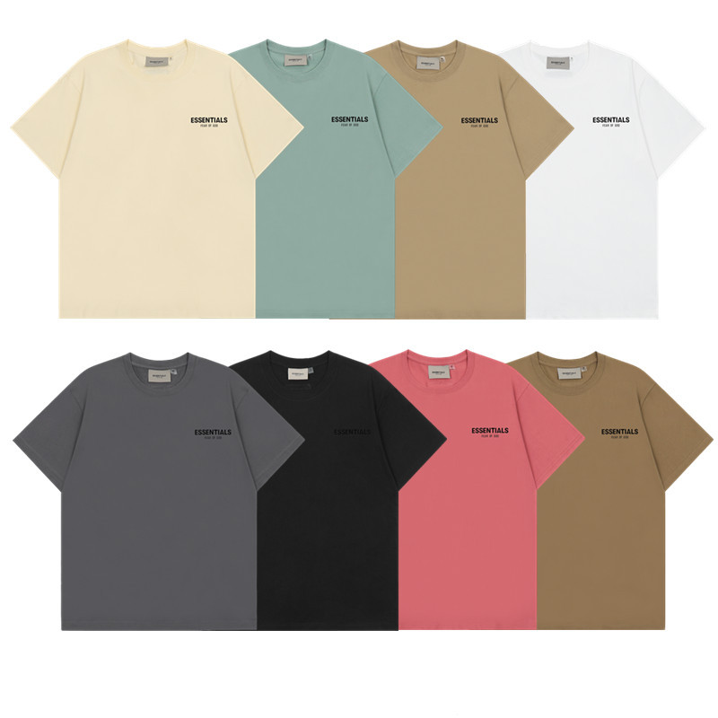 Fog Multi-Line Essentials Silicone Letter Small Label Round Neck Short-Sleeved T-Shirt for Men and Women Loose Bottoming Shirt
