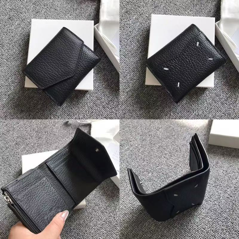 PYC 21aw first layer cowhide flap tri-fold zipper wallet short multi-card folding wallet coin purse