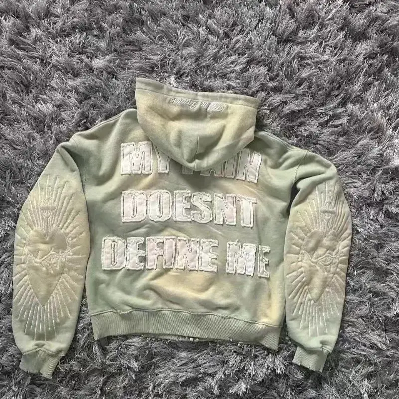 New style 9OESH printed hoodie, versatile zip-up cardigan coat