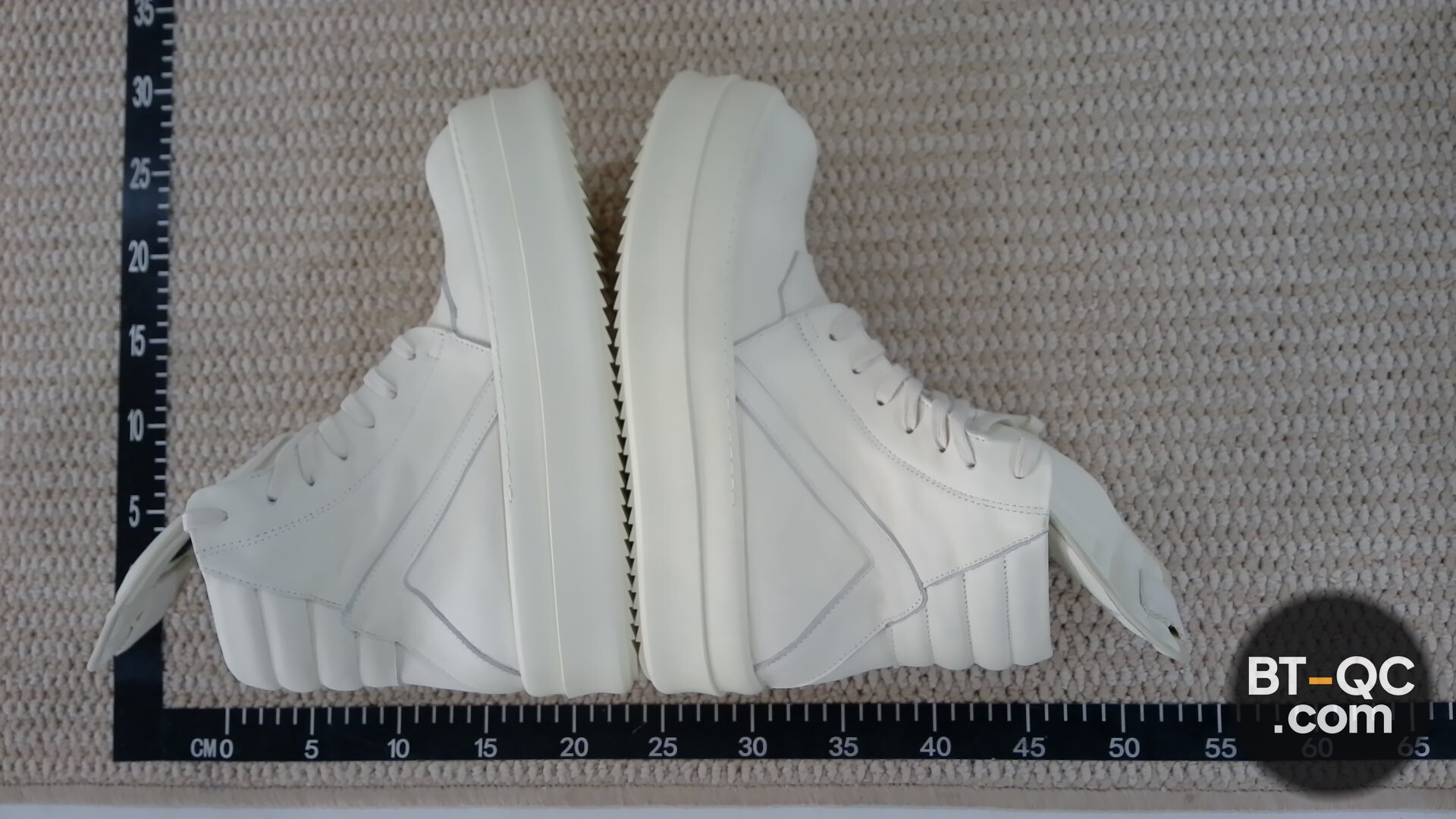 Rick Owens Geobasket Cream Leather High Top Sneakers QC
